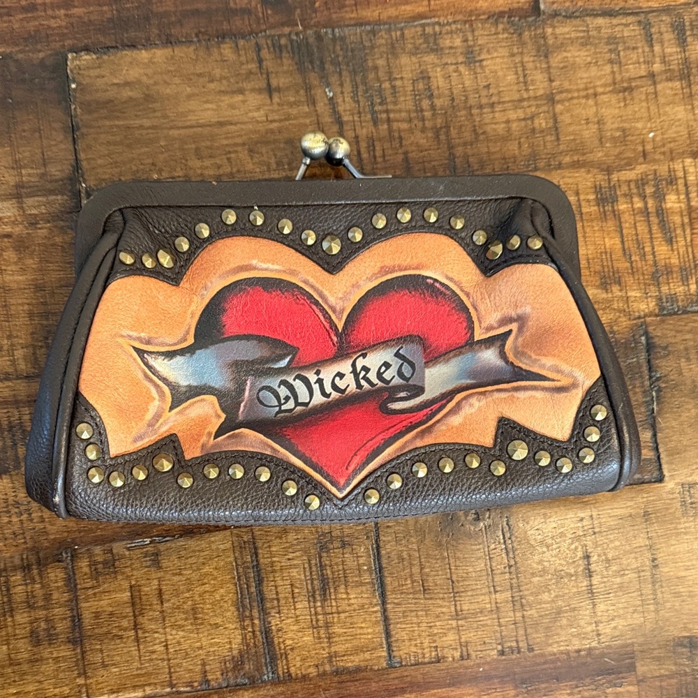 Isabella Fiore Brown and Red Clutch